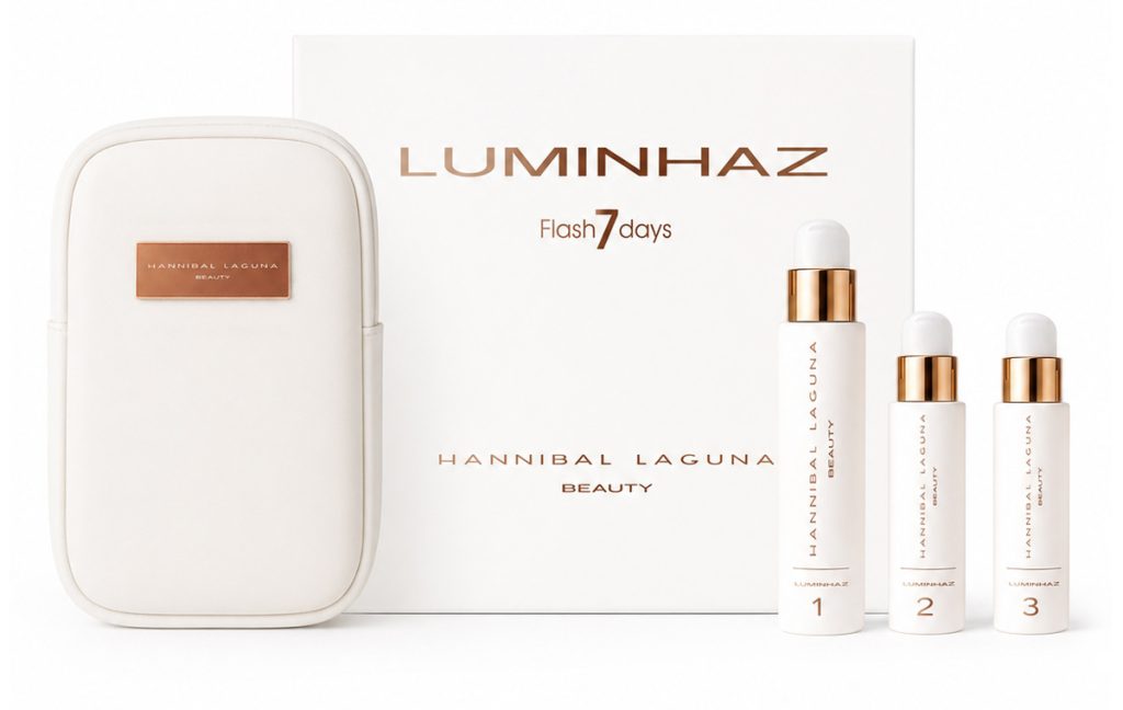 Estuche Luminhaz con los tres productos del ritual facial